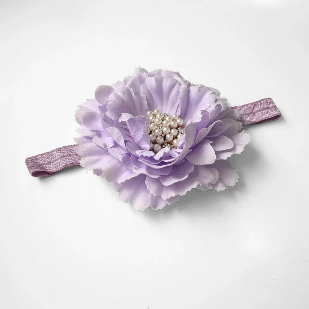 NWT Pretty Vintage Inspired Girls Headband Hair Floral Beaded Lavender OS